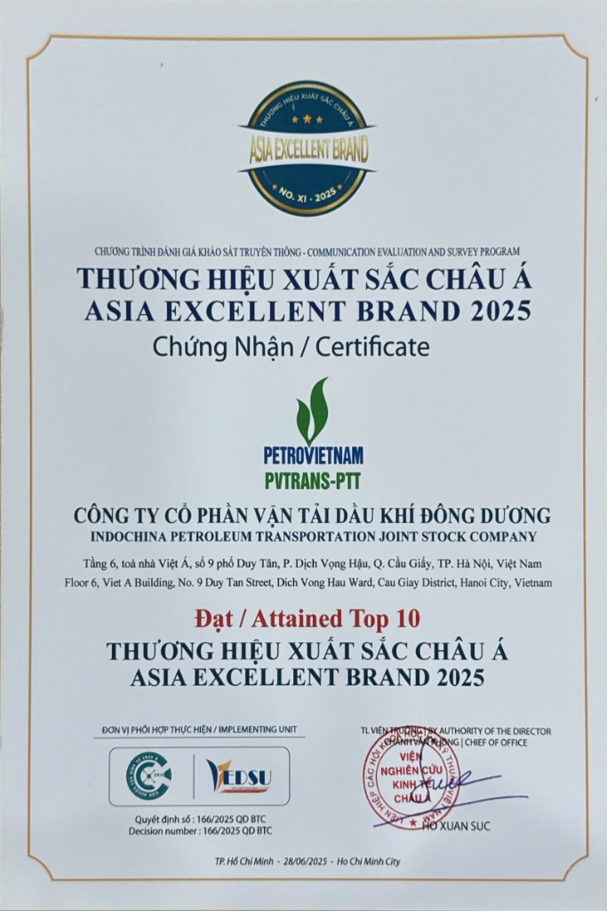 Chứng nhận Top 10 Thương Hiệu Châu Á